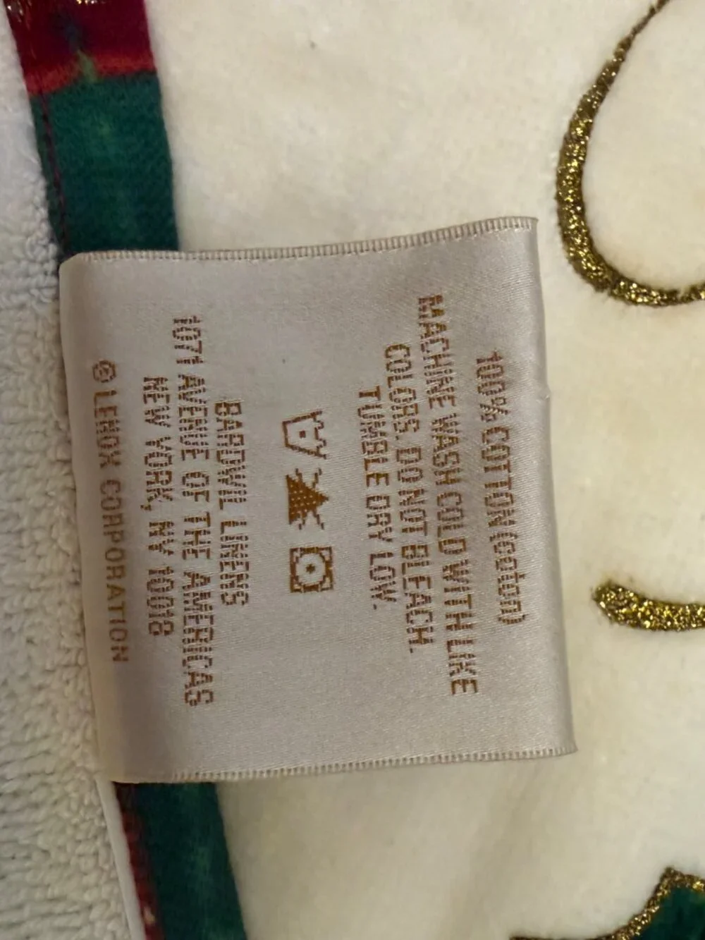 Lenox Christmas Holly Ribbon Towel Set 2 Bath 1 Hand Display Only EUC Holiday